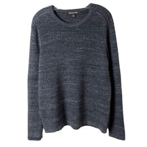 Michael Kors Mens Sweater M Wool Blend Brindle Knit Bluish Gray Long Sleeve Crew